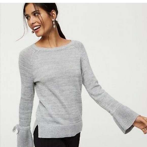 LOFT Grey sparkly sweater size L - Picture 1 of 8